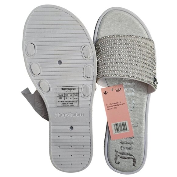 Juicy Couture Womens White Multi Rhinestone Slide Sandals Size 8M - Picture 5 of 6
